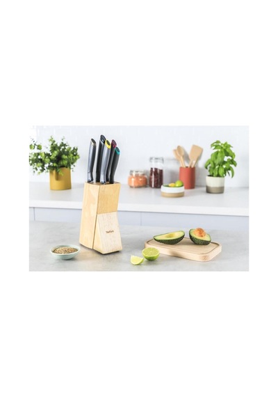 Tefal Fresh Kitchen Ahşap Bloklu 5 Parça Bıçak Seti Çok Renkli