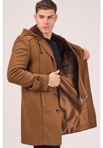 Plt8334 Dewberry Erkek Palto-Koyu Camel-Koyu Camel