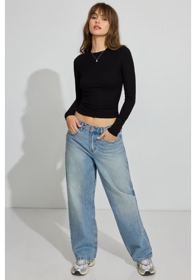 Madmext Siyah Bisiklet Yaka Slim Fit Kadın Body Mg2564 Siyah
