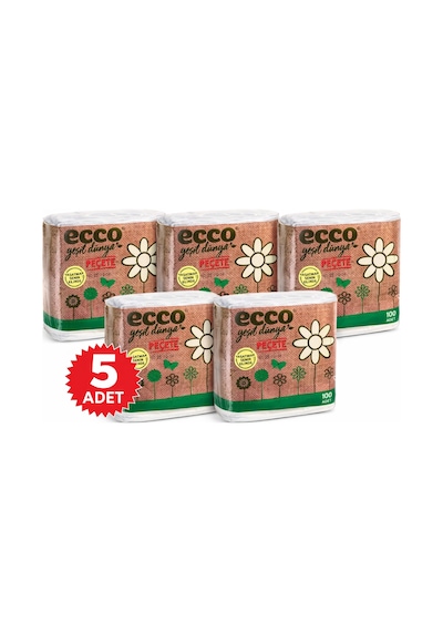 Ecco Green Kağıt Peçete 100 Lü 5 Adet 23x25 Cm Ekonomik Paket