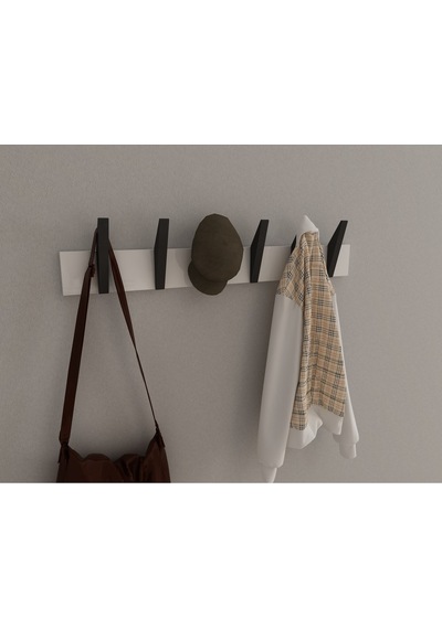 Hepsi3boyutlu Modern Duvar & Kapı Kanca Askılık - 6 Adet Siyah Kanca Askılık - Model No : 4 Siyah