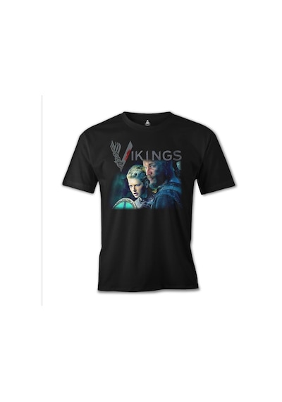 Vikings - Ragnar & Lagertha Siyah Erkek Tshirt