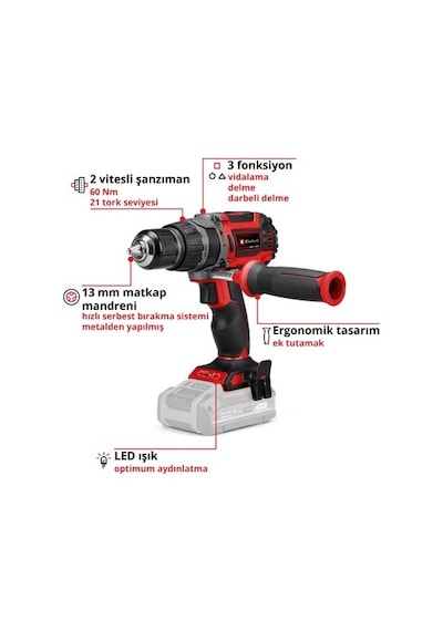 Akülü Vidalama İle 60 Nm Güç Ve 2 Vitesli Kullanım