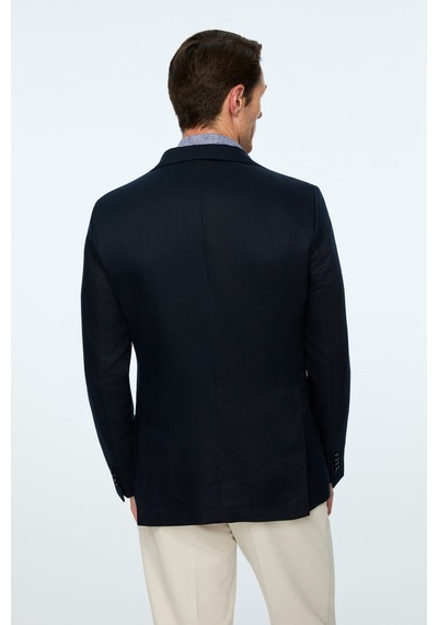Morven Erkek Lacivert Dokuma Trend Düz Slim Fit Mono Yaka Ceket 26ys002004200 Lacivert