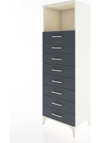 Hyperion Dolap Tek Raflı 8 Çekmeceli 60x44x182 Aytaşı-antrasit Aytası