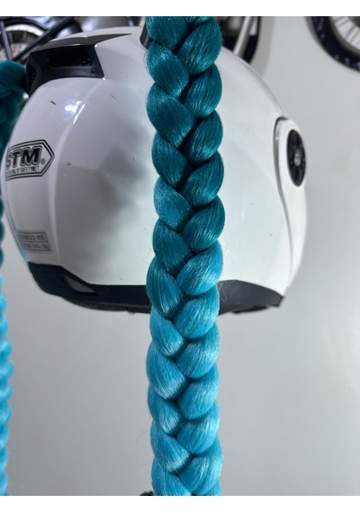 Motor & Motosiklet Yeşil Ombreli Çift Örgü Saç Kask Dış Aksesuar Diğer