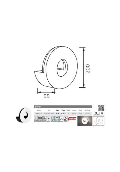 Elektrikle Çalışır, 10 Watt, 3000 Kelvin Led Aplik, İç Ve Dış Mekan, Bahçe Duvar Armatürü, Led Aplik Beyaz - Siyah
