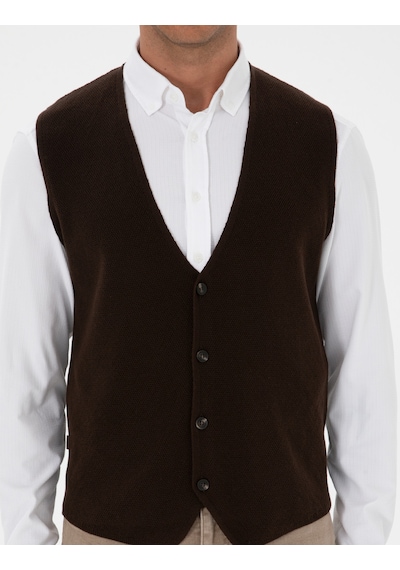 Pierre Cardin Erkek Koyu Kahverengi Yelek Triko 50317313-vr084 Koyu Kahverengi