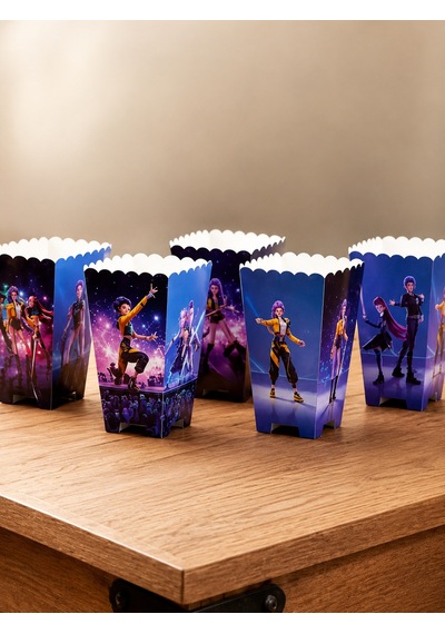 K Pop Huntrix Demon Hunters Mısır Kutusu 8'li Popcorn Kutusu Doğum Günü Parti Seti