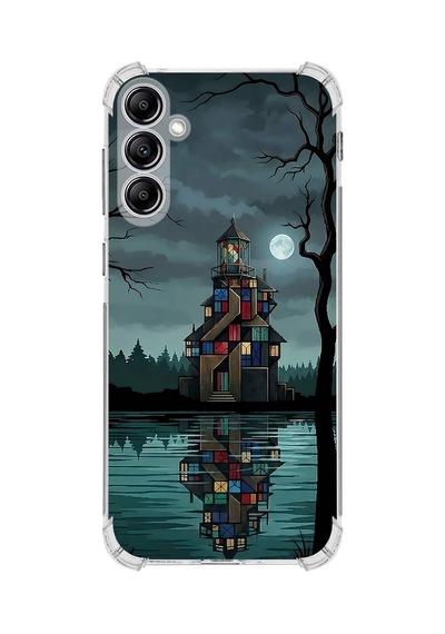 Printify Samsung Galaxy A24 İle Uyumlu Simya Serisi Gölge Ve Cam Tasarımlı Uv Baskılı Köşe Korumalı Antişok Kılıf Şeffaf