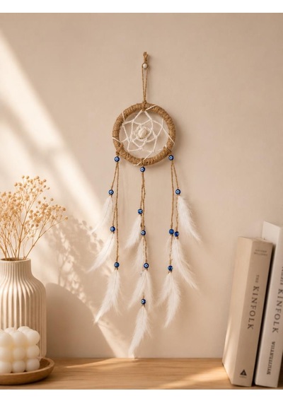 Mini Düş Kapanı Bambu Çember Araba Dikiz Ayna Süsü El Yapımı Tüylü Bohem Oto Aksesuar Dreamcatcher
