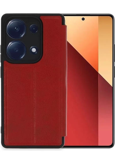Newface Xiaomi Redmi Note 13 Pro 4g Kılıf Flip Cover - Kırmızı Resimdeki