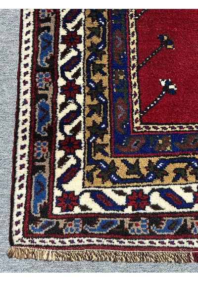 El Dokuma Taşpınar Halısı Seccade 108x210 Kök Boya Yün Namazlık Kırmızı