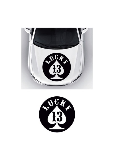 Lucky 13 Sticker, Oto Sticker, Motor Sticker 20x20 Cm