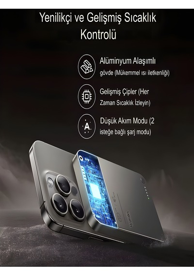 Deanb Quo Pro Aır PW-114 5000 mAh 15 W Ultra İnce Kablosuz Hızlı Şarj Powerbank Gri