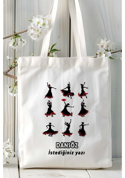 Art Hediye Dansöz Baskılı Bez Omuz Çantası Kişiye Özel Model 5 Çok Renkli