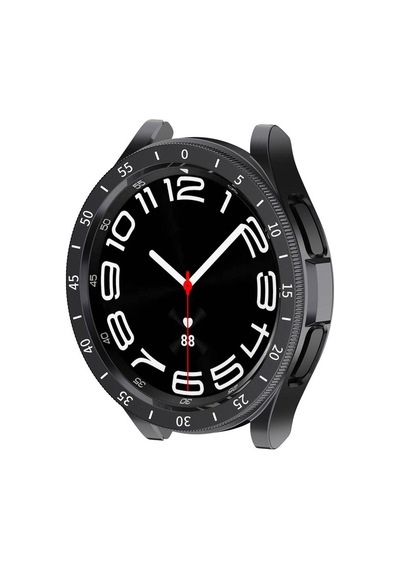 Samsung Uyumlu Galaxy Watch 6 Classic 43mm Sert Pc Kasa Ve Ekran Koruyucu Frm Sport Watch Gard 29 - Siyah