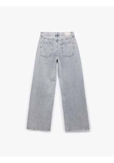 Koton Geniş Paça Düğmeli Taş Detaylı Pamuklu Jean Pantolon - Wide Leg Jeans Gri 5sal40275md Gri Koton Geniş Paça Düğmeli Taş Detaylı Pamuklu Jean Pantolon - Wide Leg Jeans Gri 5sal40275md Gri