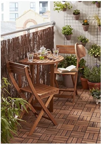 Virginia Yarı Katlanır Masa 70 Cm Balkon Masası Bahçe Masası Ahşap