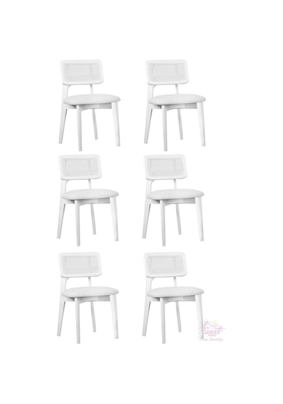 Kuzey Sandalye Ahşap Gürgen 6 Lı Set Cafe,restaurant,mutfak,salon,yemek Odası Sandalyesi Beyaz