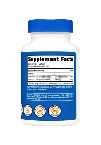 Nutricost Vitamin K2 Mk7 100mcg + Vitamin D3 5000 Iu 12...