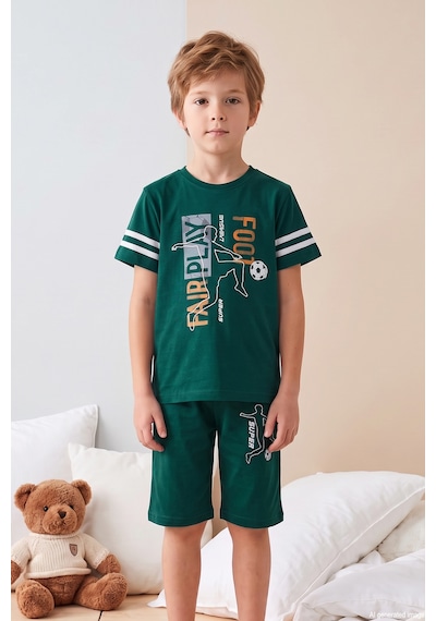 Remsa Erkek Çocuk Kısa Kol Şortlu Penye Pijama Takımı 4245 Zümrüt01
