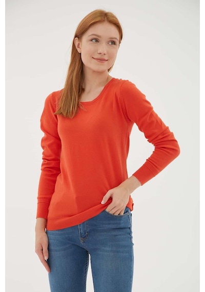 Fashion Friends Kadın U Yaka Kazak 25k0779k1 Kiremit