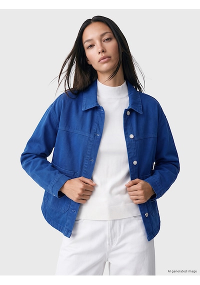 Lcw Vision Mavi Oversize Kadın Jean Gömlek
