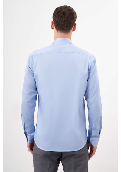 Morven Erkek Mavi Pamuk Düz Desen Sert Yaka Slim Fit Gömlek 24mc004123300 Mavi Mavi