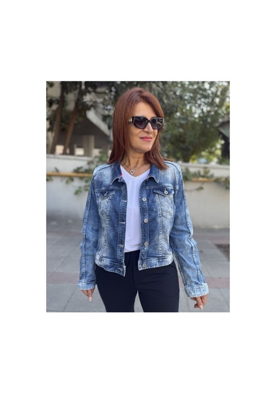 Denizege Kadın Kot Ceket Bolero Mavi Mavi