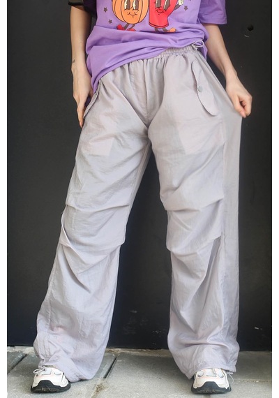 Madmext Boyalı Gri Paraşüt Jogger Kadın Pantolon Mg1726-boyalı Gri