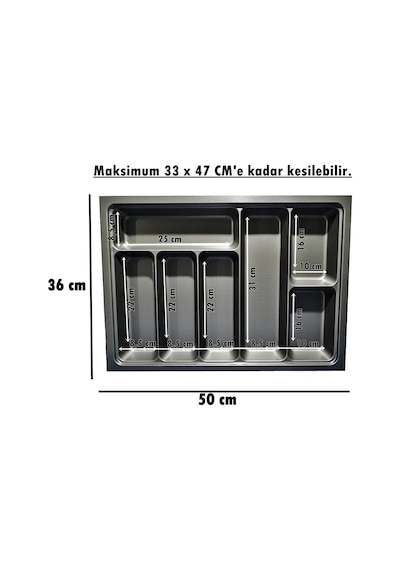 36x50 Çekmece Içi Antrasit Kaşıklık Ücretsiz Kesim (33x47 Cm'e Kadar Kesilebilir)-9093961621842