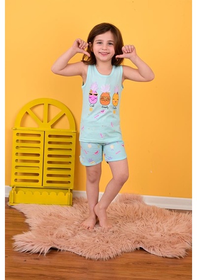 kız çocuk asklı pijama takımı cool sweety mint