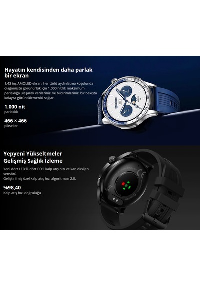 Zeblaze Btalk 4 Pro Akıllı Saat 143" (Distribütör Garantili) Gümüş
