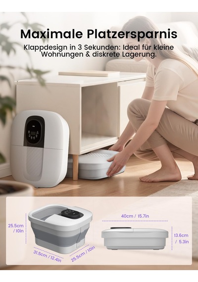 Rıke Katlanabilir Ayak Banyosu, Ptc Hızlı Isıtma Ve Masaj, Hassas Lcd Sıcaklık Kontrolü Ve Kırmızı Işık İle Katlanabilir Ayak Masajı, Yaşlılar Ve Ev Ofisleri İçin Sağlıklı Yaşam Hediyesi
