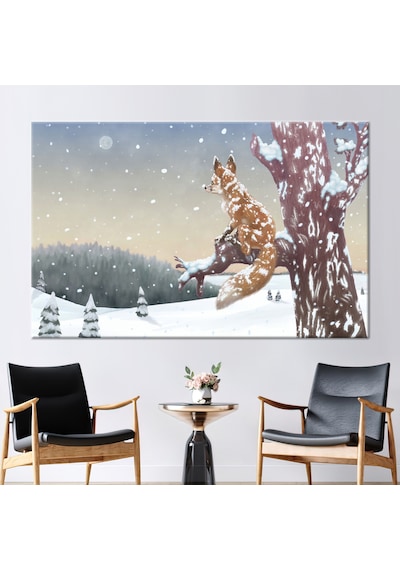 80x110cm 1 Parça Kanvas Tablo, Tilki Baskılı, Soyut Hayvanlar