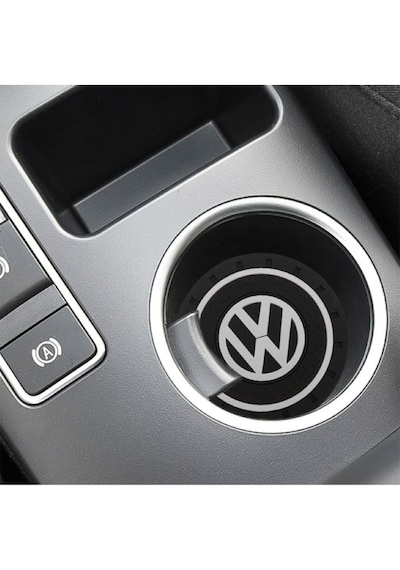 Silikon Bardaklık Altlığı 2 Li Set Araç Içi Bardak Altlığı Aksesuar Vw Logolu 72mm Siyah