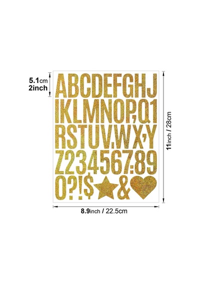 Simli Harf Ve Rakam Sticker Seti Kendinden Yapışkanlı Alfabe Etiketleri 5 Cm Çok Renkli