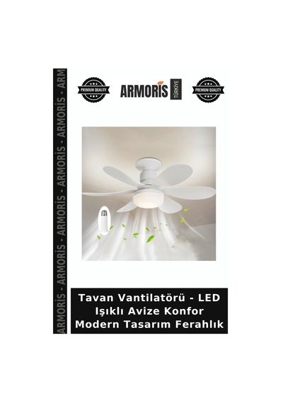 Tavan Vantilatörü - Led Işıklı Avize Konfor Modern Tasarım Ferahlık Beyaz