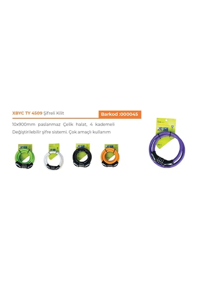 FORTE GT XBYC TY 4509 ŞİFRELİ KİLİT 5 RENK DEĞİŞEBİLİR ŞİFRE Siyah