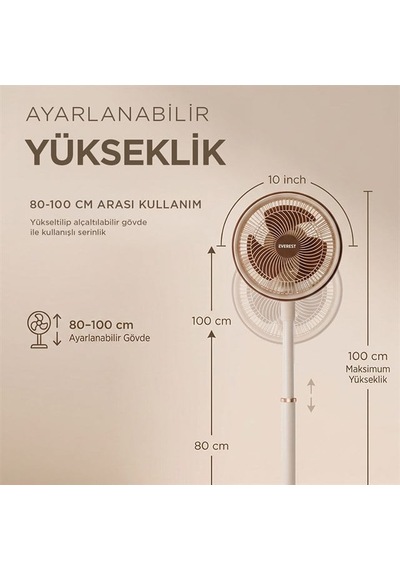 Everest Fan13 Olympos Air Krem/gold 10 80w 3 Hız Kademeli 2000rpm Çift Motorlu Retro Vantilatör