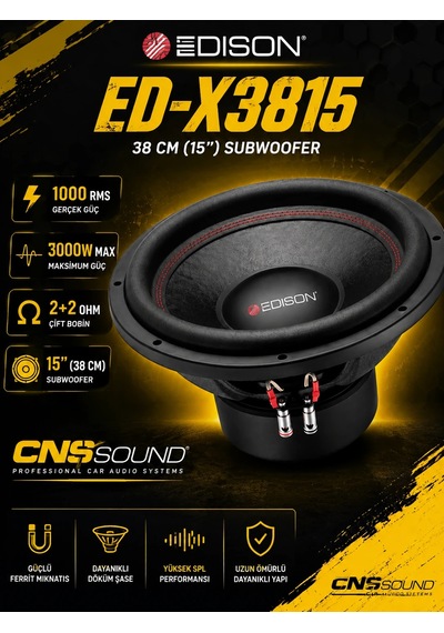 Edison Ed-x3815 38 Cm 1000 Rms 3000w 2+2 Ohm Oto Bass Subwoofer