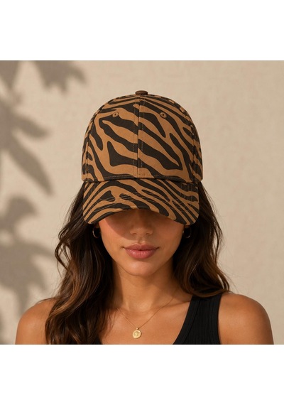 Valkyrie Kahverengi Zebra Desenli Kadın Şapka Ayarlanabilir Baseball Cap Pamuk Günlük Spor Şapka