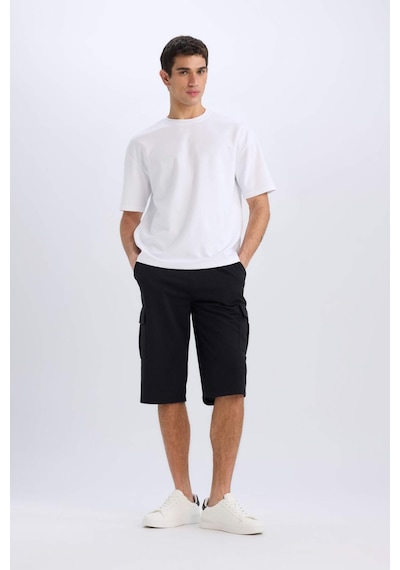 DeFacto Slim Fit Dar Kesim Kargo Cepli Basic Düz Kapri Şort T4693AZ25SMBK81