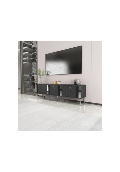 Lunar 150 Cm Tv Ünitesi Tv Sehpası Antrasit-gümüş Antrasit-gümüş