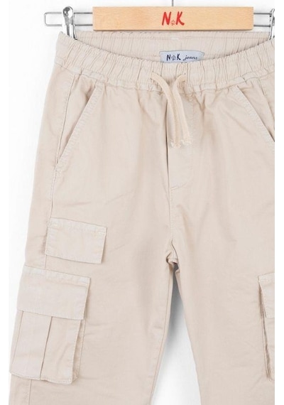 Nk Kids Çocuk Kargo Cepli Beli Paçası Lastikli Kargo Pantolon-13834-krem Krem Nk Kids Çocuk Kargo Cepli Beli Paçası Lastikli Kargo Pantolon-13834-krem Krem