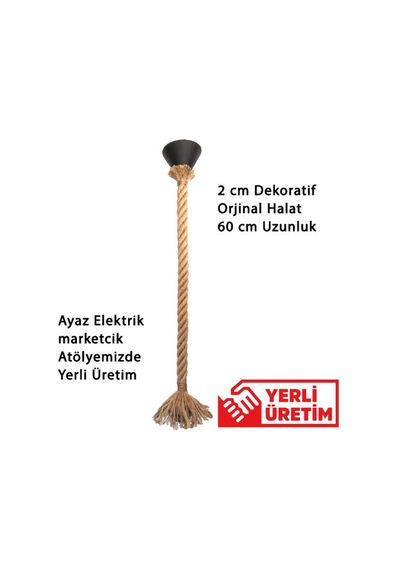 Dekoratif Jut Halat Sarkıt Tesisat Avize 60 Cm Boy E27 Duylu