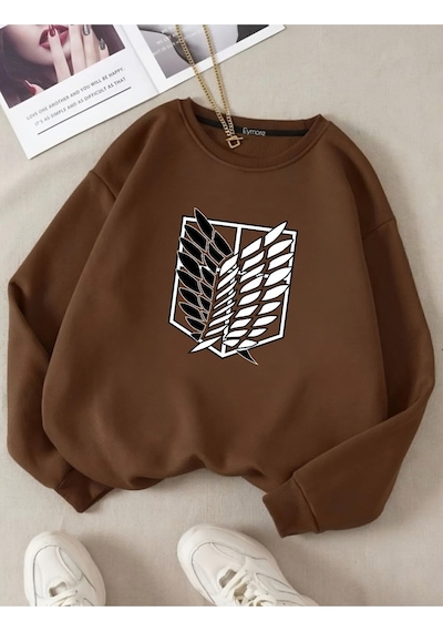 Startmore Titan Baskılı Bisiklet Yakalı Sweatshirt Kahverengi