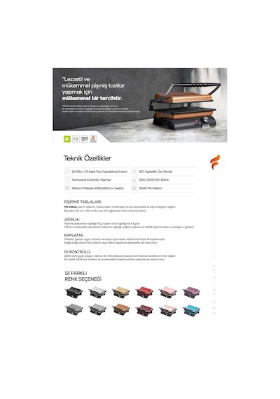 Feris FT3011 1800 W 12 Dilim Sanayi Döküm Tipi Tost Makinesi