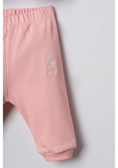 U.S. Polo Assn. Nakışlı Kız Bebek Hırkalı Pembe Uzun Kol Pijama Takım Usb3254-c-v2 Usb3254-c-v2